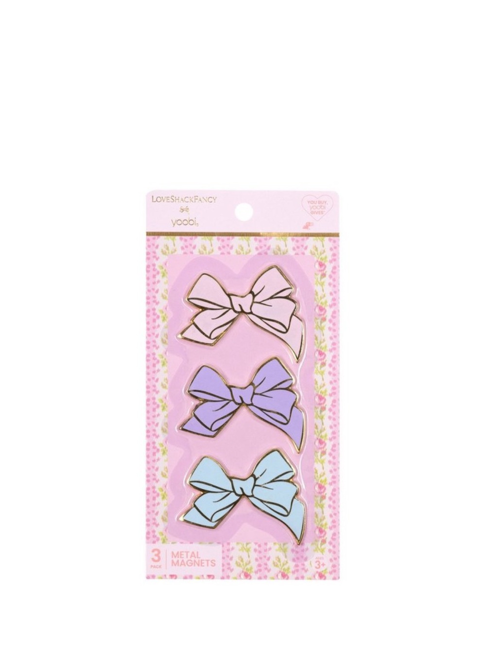LoveShackFancy │ Yoobi Bows Enamel Magnet Set (3 magnets - pink, purple, blue)